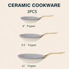 Ceramic Non-Stick Frying Pan Set – 3 Pieces, Oven-Safe & Induction Compatible