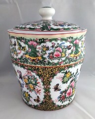 WILLIAMS SONOMA Famille Rose Botanical Porcelain Canister Jar w/ Lid (7.5″ tall)