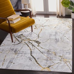 SAFAVIEH Contemporary Modern Abstract Area Rug Grey & Gold Amelia Collection