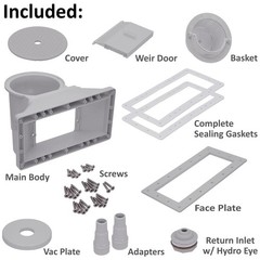 Rx Clear Wide-Mouth Thru-Wall Skimmer for Above Ground Pools – Grey