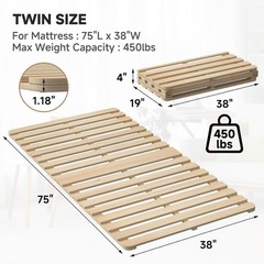 NAIZEA Japanese Tatami Mat, Foldable Tatami Bed Frame Twin Full Queen Floor Bed