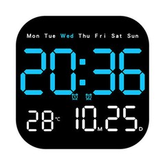 LED Large Digital Wall Clock Temperature Date Week + US Charger / Remote Control