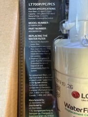 3ct Genuine LG LT700P/PC/PCS Refrigerator Replacement Water Filter ADQ360061