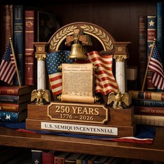 America 250th Anniversary Wooden Block Decoration, 1776-2026 Patriotic