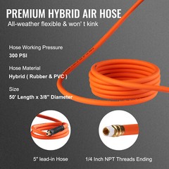 Retractable Air Hose Reel 3/8 IN x 50 FT Hybrid Enclosed Air Hose 300 PSI