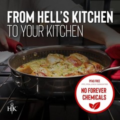 Hell’s Kitchen Hybrid Tri-Clad 4 Qt Sauté Pan w/ Lid | Nonstick PFAS-Free New