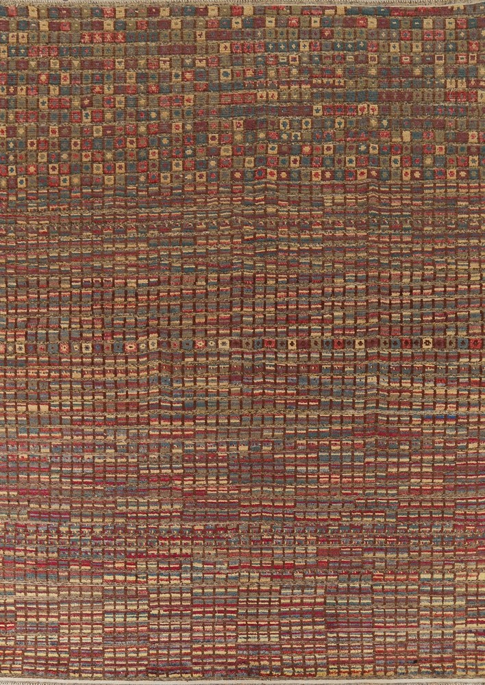 Checkered Moroccan Modern Area Rug 8×10 Hand-knotted Wool Oriental for Any Room