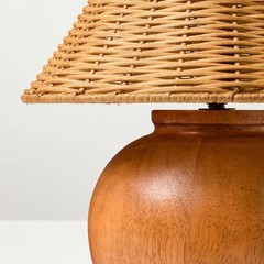 Wood Base with Rattan Shade Accent Table Lamp – Hearth & Hand