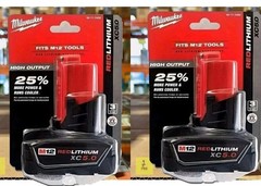 2 Pack Milwaukee 48-11-2450 12V M12 XC5.0 Ah Red-Lithium Batteries