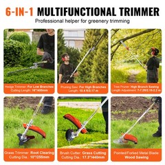 VEVOR 5-in-1 Multi-Functional Trimming Tools Gas Hedge Trimmer 26CC Weed Eater