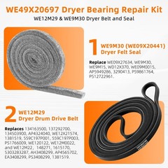 WE49X20697 GE Dryer Bearing Kit Contains WE3M26 WE9M30 WE12M29 WE1M1067 WE1M504