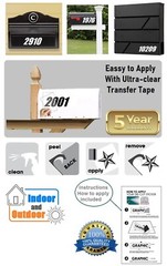 Mailbox Address Numbers Decal Sticker Window Door Wall Sign, IMPACT ITALIC BOLD