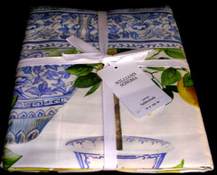 WILLIAMS SONOMA LIMONE TABLECLOTH 70 X 108 COTTON TWILL MADE IN ITALY NEW W/TAGS