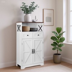 Kitchen Pantry Storage Cabinet with Doors and Shelves Freestanding Cabinet White