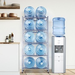 VEVOR 5-Tier Water Jug Holder Double Row Water Jug Rack 10 Bottles Silver Gray