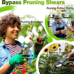 WORKPRO 2PC Pruning Shears 8″ Bypass Pruning Shear 6.25″ Straight Garden Scissor