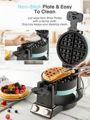 FOHERE 2-in-1 Omelette Maker&Waffle Maker, 15.16*11.02*7.68 in, Mint Green