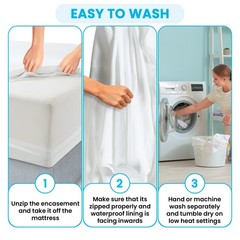 Mattress Encasement Waterproof Protector Zippered Deep Pocket Bed Bug Protector