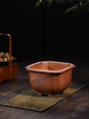 7.68in Chinese Collection Classical Carving Painting Refine Bonsai Flower Pot