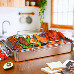 Extra Large Stainless Steel Turkey Roaster with Detachable Rack 23.6″x15.7