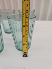 Set of 9 IKEA Green Ribbed Drinking Glasses Tumblers KALLNA Made in FRANCE ~ Exc