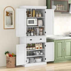 Bestcomfort Kitchen Cabinet Pantry Cupboard Freestanding w/Shelves White