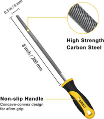 8″ Round Metal File Carbon Steel Rat Tail File Tool Sharpener For Wood Metal
