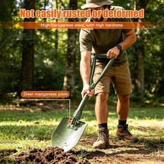 18.5” Digging Shovel Portable Ergonomic High Carbon Steel Folding Shovel for