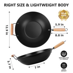 3 Pack Mainstays 13.75″ Carbon Steel Nonstick Wok Pan Stir-Fry Cooking Cookware