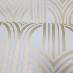Broadway Arches arthouse trellis lines white yellow gold metallic Wallpaper roll