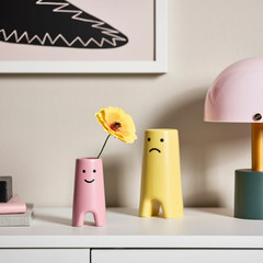 IKEA FRÖVÄXT Collection Vases White/Yellow/Pink Stoneware Modern Set of 3