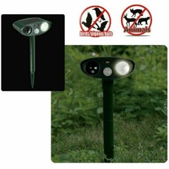 1/2PK Animal Repeller Ultrasonic Solar Power Outdoor Pest Cat Mice Sensor PIR US