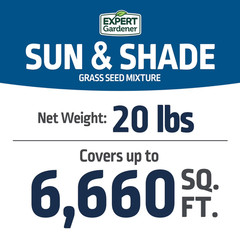 Expert Gardener Sun & Shade Southern Grass Seed Mix 20 lb Sun to Partial Shade