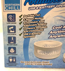 Northern Chill Portable Foldable Fan Cool Air Anytime & Anywhere USB & Battery