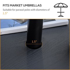 Modern Wood Grain Umbrella Table Tray 19.75in Black