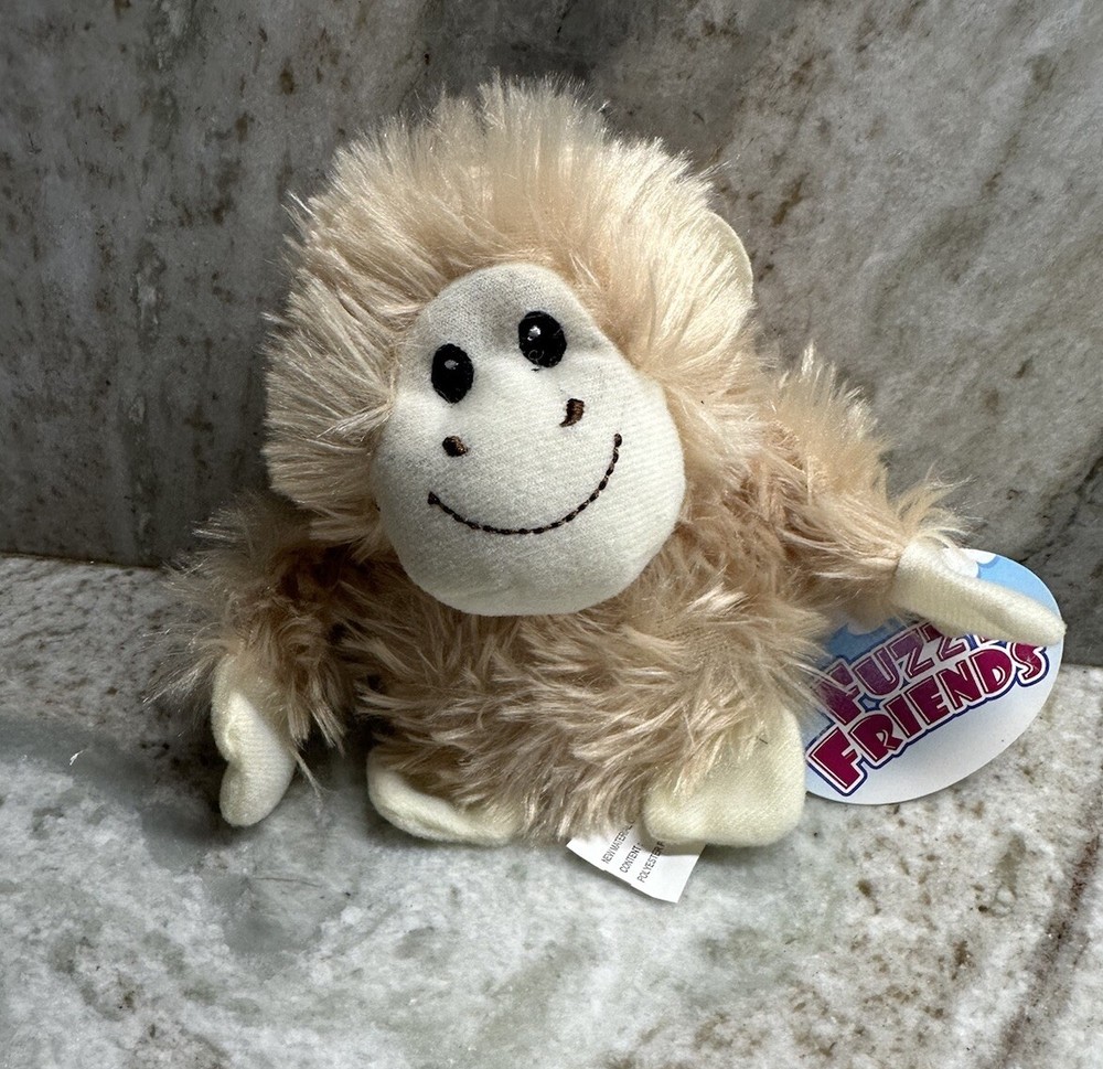 Fuzzy Friends Plush Cuddly Fur Fluffy Beige Sitting Gorilla Monkey 5.5 Inches