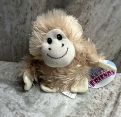 Fuzzy Friends Plush Cuddly Fur Fluffy Beige Sitting Gorilla Monkey 5.5 Inches