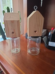 Carpenter Bee traps Handmade with soft pinewood Various size jars
