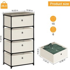 Fabric Storage Chest, Drawer Clothes Organizer with 4 Drawers for Dorm, Bedroom