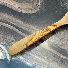 14″ Olive Wood Ladle Handmade in Tunisia, Gorgeous Unique Wood Characteristics
