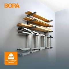 BORA 24.25 in. H x 72 in. W x 12.5 in. D Black/Gray 4-Level Garage Wall Rack
