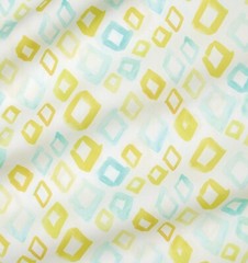 Sferra Geometrico Twin Flat Sheet Cotton Percale Aqua Yellow Diamond Print NEW