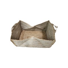 Tan With Silver Stripes Large Woven Blanket Basket for Storage, 23″×16″×11.5″