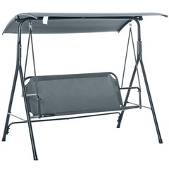 3-Seat Outdoor Patio Swing Bench with Stand Sun Shade Canopy for Adults Porch