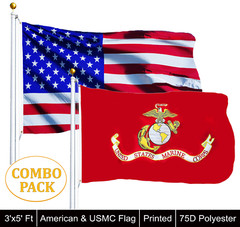 Wholesale 2 Flags United States Marine Corps Flag 3 x 5 USMC And American USA