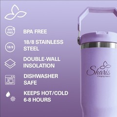 SHARIS Tumbler with Top Handle-Tumbler with Flip Straw-Insulated water bottle