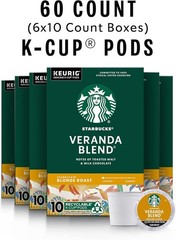 Starbucks Veranda Blend Blonde Roast Coffee Keurig K-Cup Pods – 60 Count Box