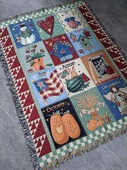 VINTAGE Vicky Howard “12 Months Of The Year” THROW BLANKET Tapestry 52” X 71”