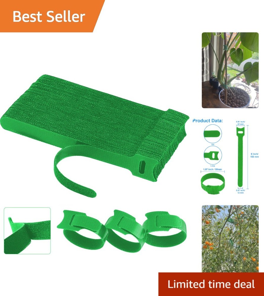 60 PCS Reusable Nylon Plant Cable Ties – 6 Inch Adjustable Green Straps