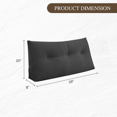 Corduroy Bed Wedge Pillow Headboard Bolster Back Rest Cushion Pillow f Sofa Bed